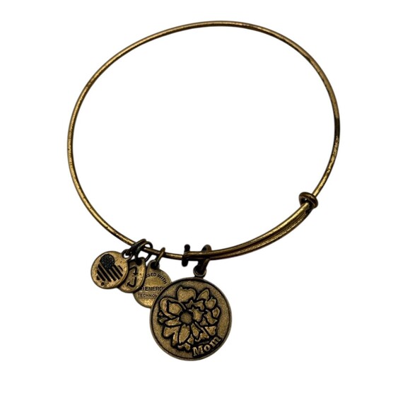 Alex And Ani Brass Mom Flower Expandable Charm Bracelet - Picture 1 of 2